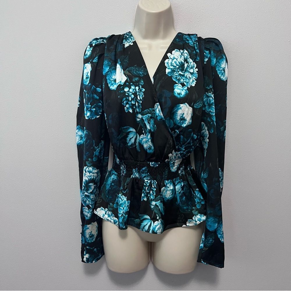 Ryegrass Floral Faux Wrap Blouse Size M